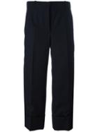 Thom Browne - Wide Leg Cropped Pants - Women - Silk/wool - 44, Blue, Silk/wool