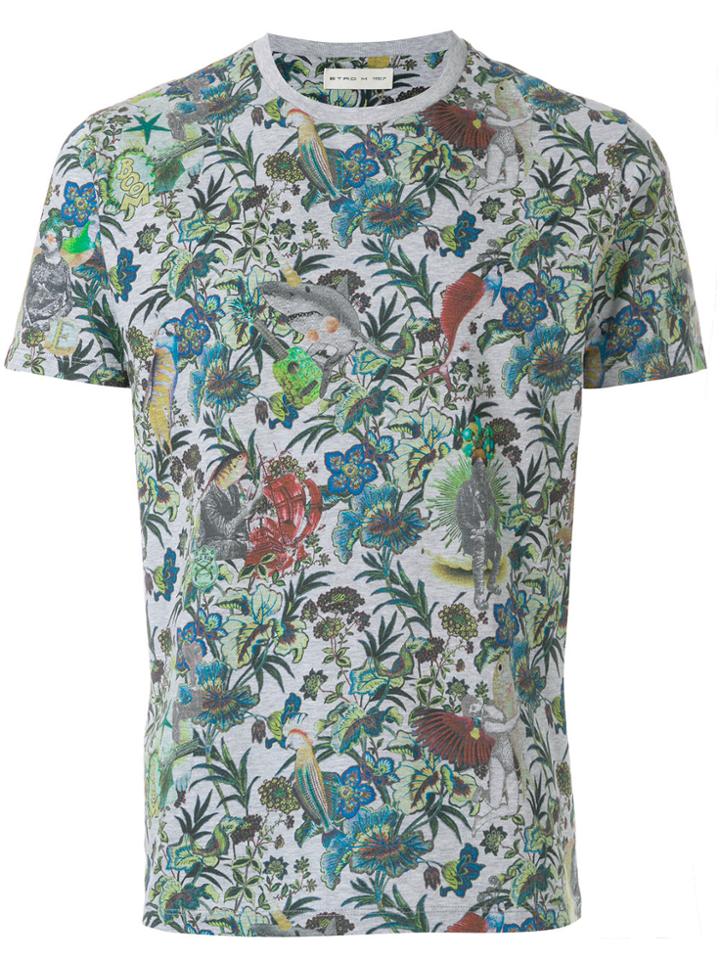 Etro Floral Print T-shirt - Grey