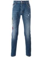 Philipp Plein 'twisted Bear' Straight-leg Jeans, Men's, Size: 31, Blue, Spandex/elastane/cotton