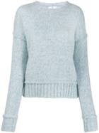 Allude Contrast Knit Sweater - Blue