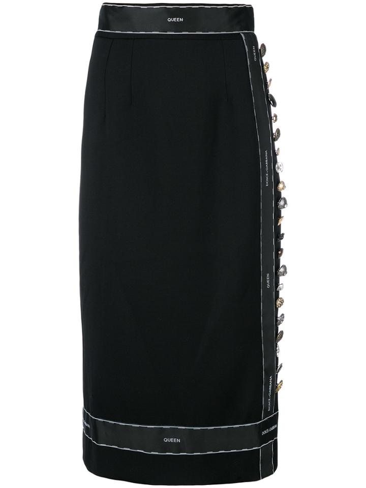 Dolce & Gabbana Embossed Button Detailed Skirt - Black