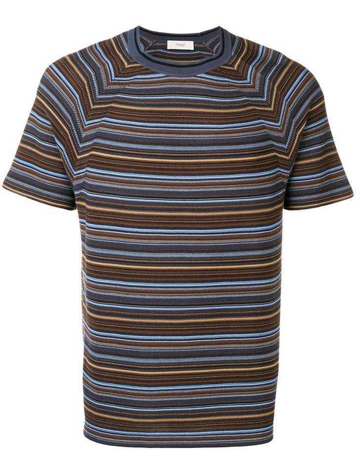 Pringle Of Scotland Multi-stripe Knitted T-shirt - Blue