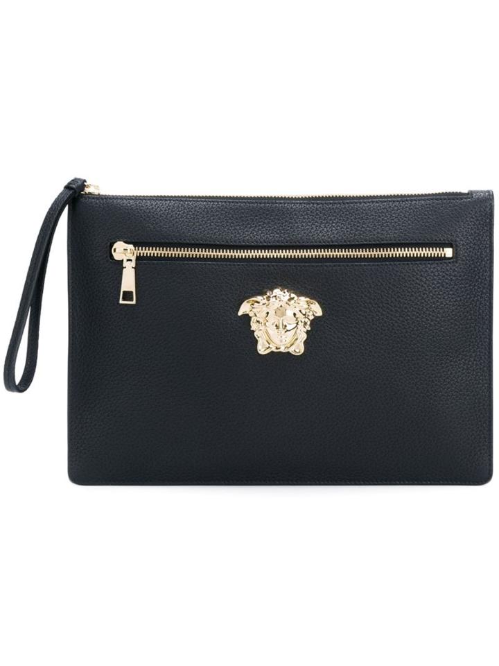 Versace 'palazzo Medusa' Wristlet Clutch, Men's, Black, Calf Leather