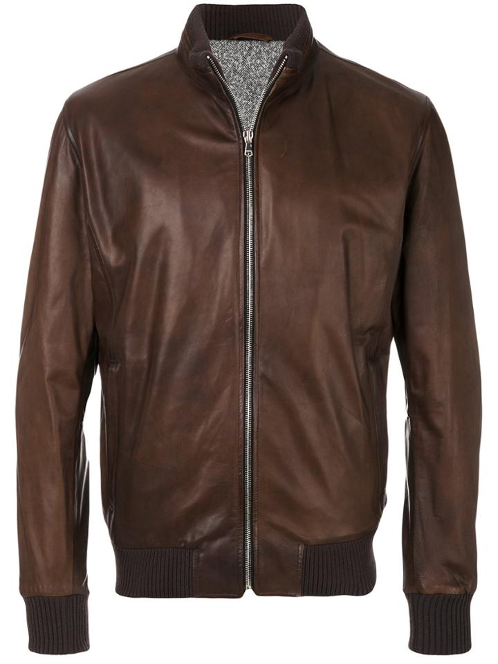 Barba Zip Up Jacket - Brown