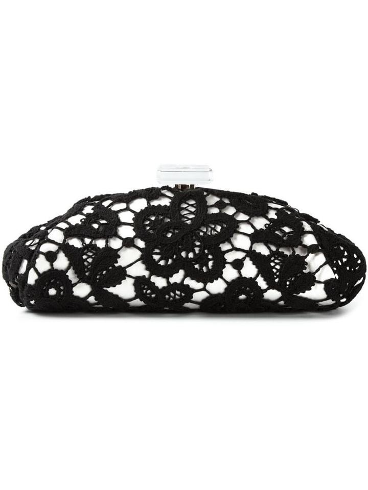 Chanel Pre-owned Large Floral Lace Clutch - Black