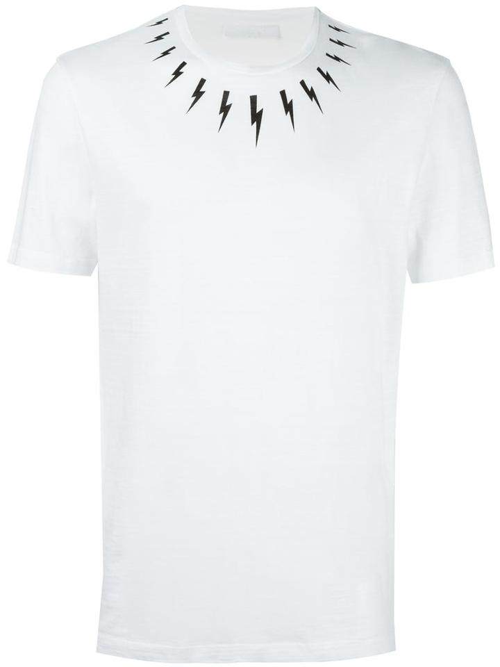 Neil Barrett Lightning Bolt T-shirt, Men's, Size: Xs, White, Cotton