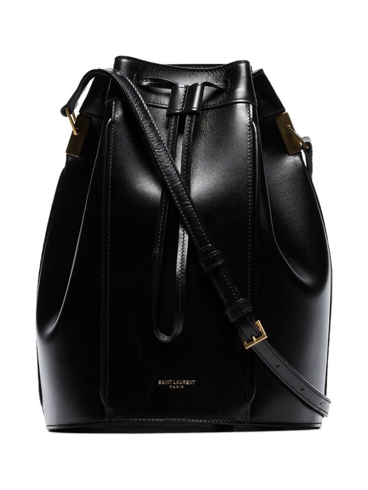 Saint Laurent Black Talita Medium Drawstring Leather Bucket Bag