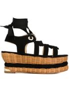 Paloma Barceló Woven Platform Sandals - Black