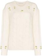 Alessandra Rich Floral-embroidered Jumper - White
