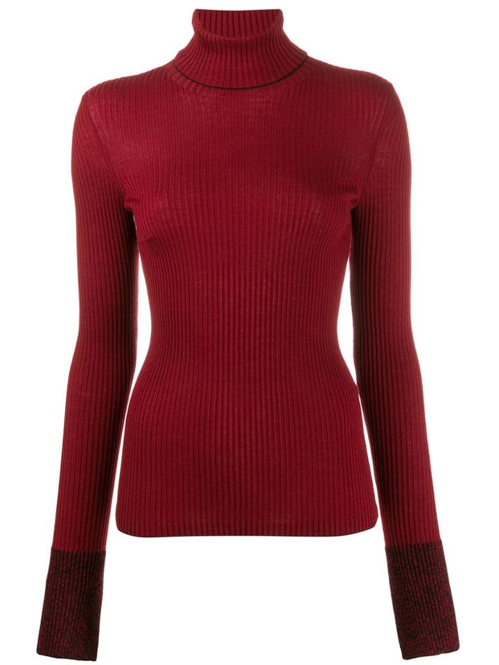 Mrz Ribbed Roll Neck Jumper - Red