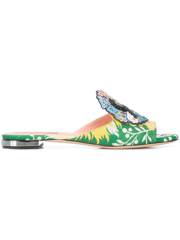 Rochas Embellished R Sandals - Green