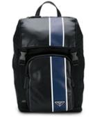 Prada Contrast Stripe Backpack - Black