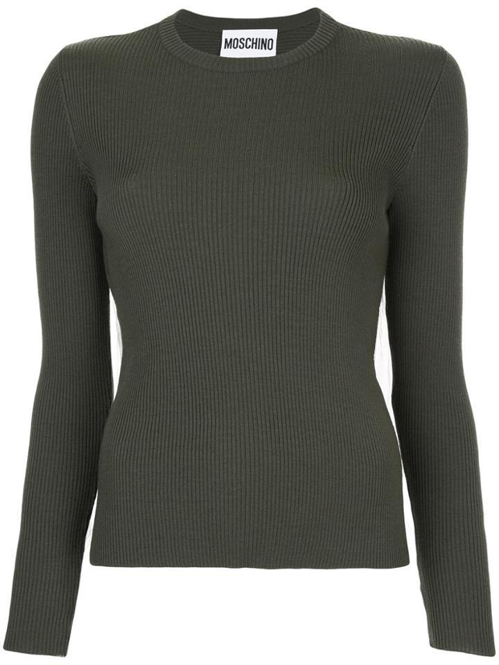 Moschino Ribbed Sweater With Tulle Inset - Green