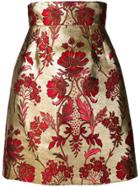 Dolce & Gabbana Floral Print Midi Skirt - Gold