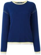 Ballantyne Contrasting Detail Jumper, Women's, Size: 44, Blue, Cashmere