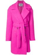 Msgm Belted Teddy Coat - Pink & Purple