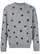 Mcq Alexander Mcqueen Flocked Swallow Sweatshirt - Grey