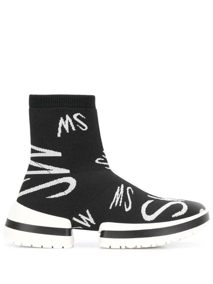 Stuart Weitzman Sw-612 Logo Sock Bootiesw Sockblack/silver