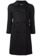 Herno Double Breasted Coat, Women's, Size: 40, Black, Polyester/polyurethane/spandex/elastane/virgin Wool