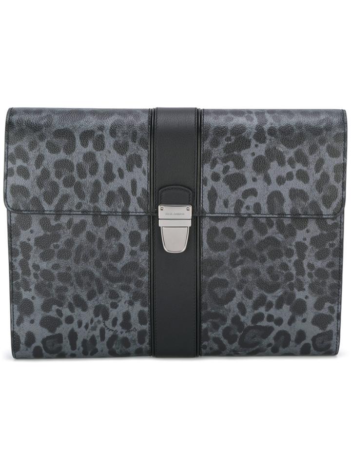 Dolce & Gabbana Leopard Print Clutch - Grey