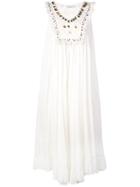 Mes Demoiselles Embroidered Flared Dress - White