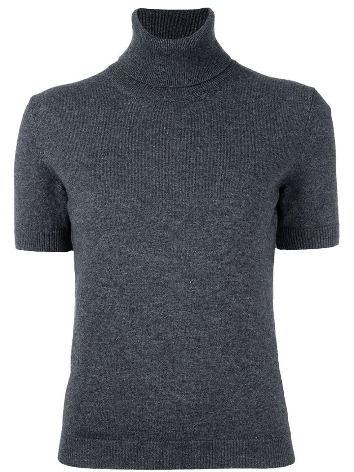 Piazza Sempione Shortsleeved Turtleneck Sweater, Women's, Size: 44, Grey, Silk/cashmere/virgin Wool