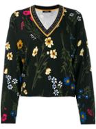 Twin-set Rhinestone-embellished Floral Jumper - Black