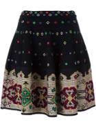 Alexander Mcqueen Knitted Cross Stitch Mini Skirt, Women's, Size: Xs, Black, Silk/viscose/polyester/spandex/elastane