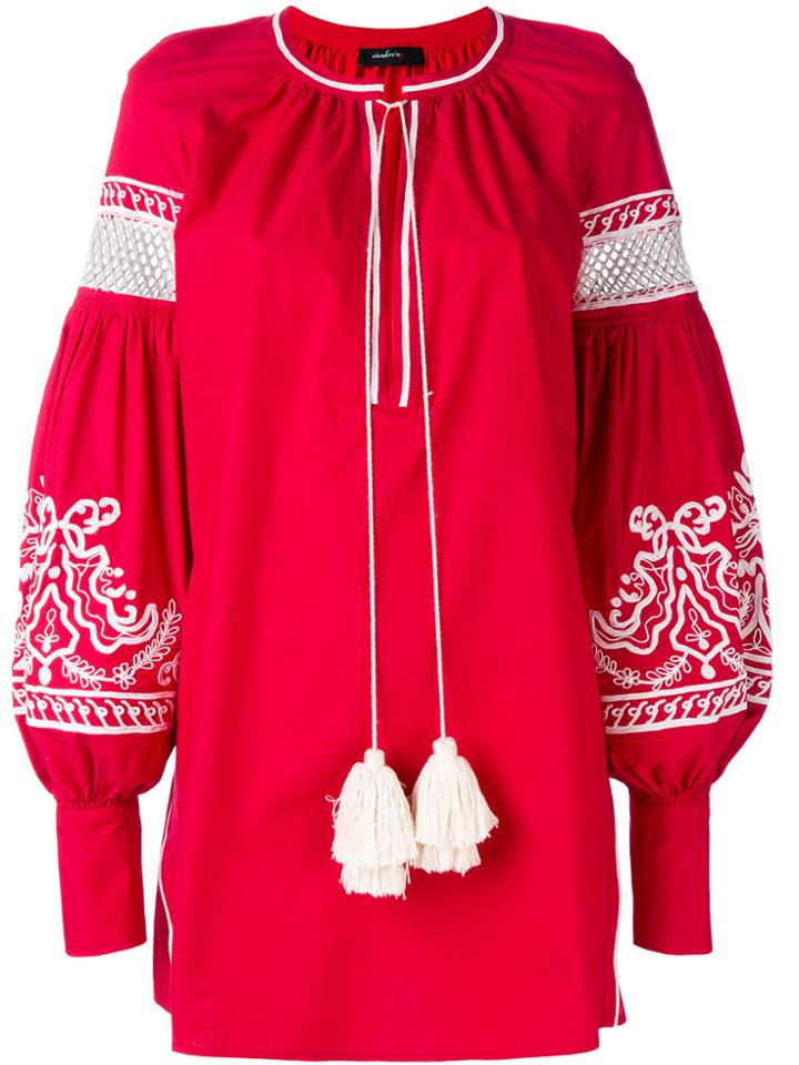 Wandering Embroidered Tassel Detail Top