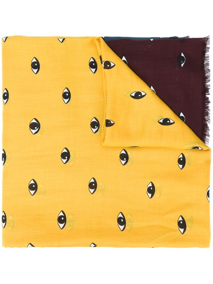 Kenzo 'eyes' Scarf, Women's, Yellow/orange, Silk/modal