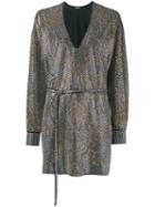 Balmain Rhinestone Embellished Dress, Women's, Size: 34, Grey, Viscose/spandex/elastane/glass/metal