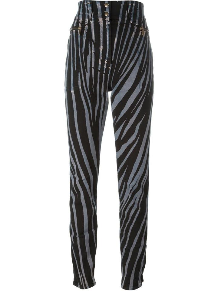 Roberto Cavalli Zebra Pants, Women's, Size: 40, Black, Cotton/spandex/elastane