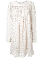 Chloé Leopard Print Jacquard Dress, Women's, Size: 40, White, Silk/cotton/polyester