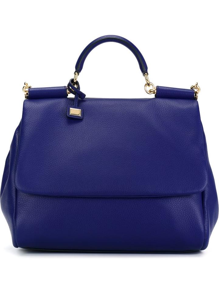 Dolce & Gabbana Large Sicily Tote, Women's, Blue, Leather