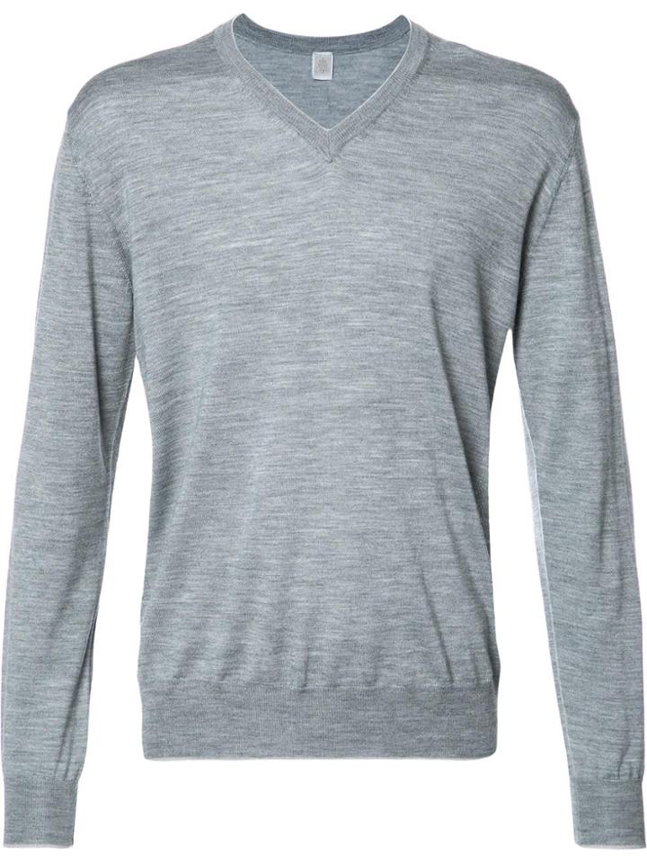 Eleventy V-neck Jumper - Grey