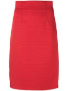 Versace Ribbed Pencil Skirt - Red