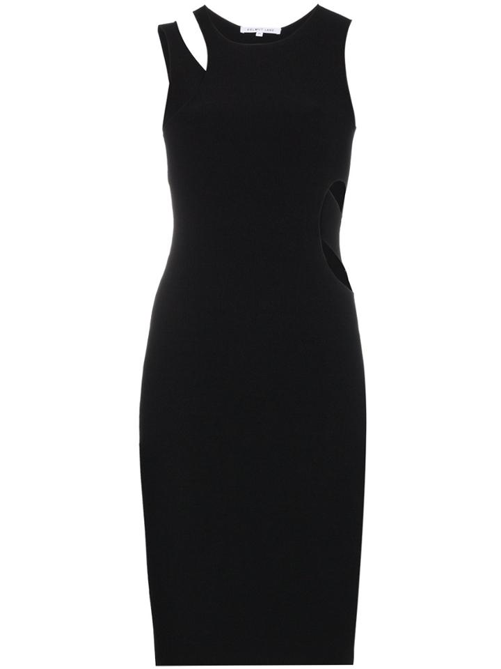 Helmut Lang Ribbed Jersey Cut Out Dress - Black
