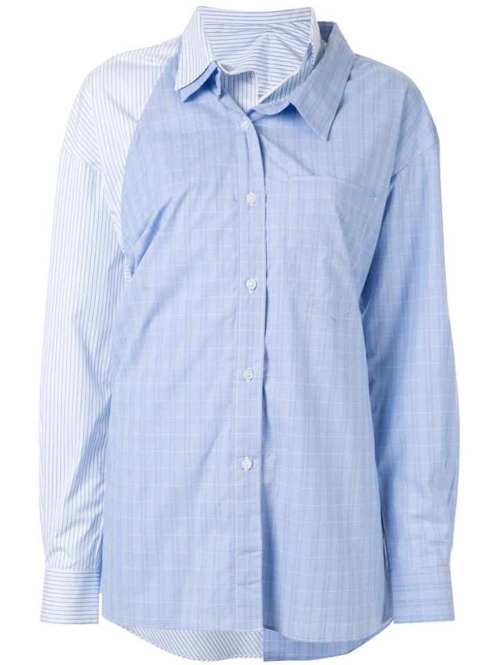 Ground Zero Layered Button Shirt - Blue