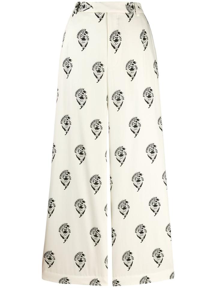 Undercover Printed Wide-leg Trousers - White