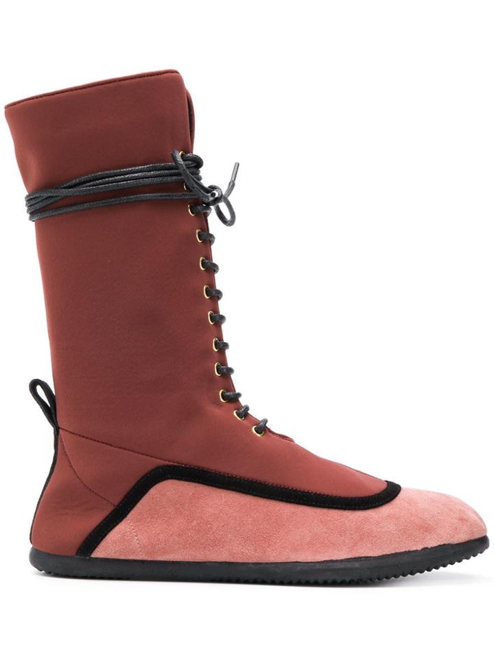 L'autre Chose Two-tone Lace-up Boots - Pink & Purple
