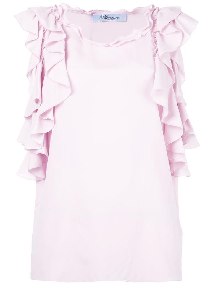 Blumarine - Ruffled Blouse - Women - Silk/viscose - 42, Pink/purple, Silk/viscose