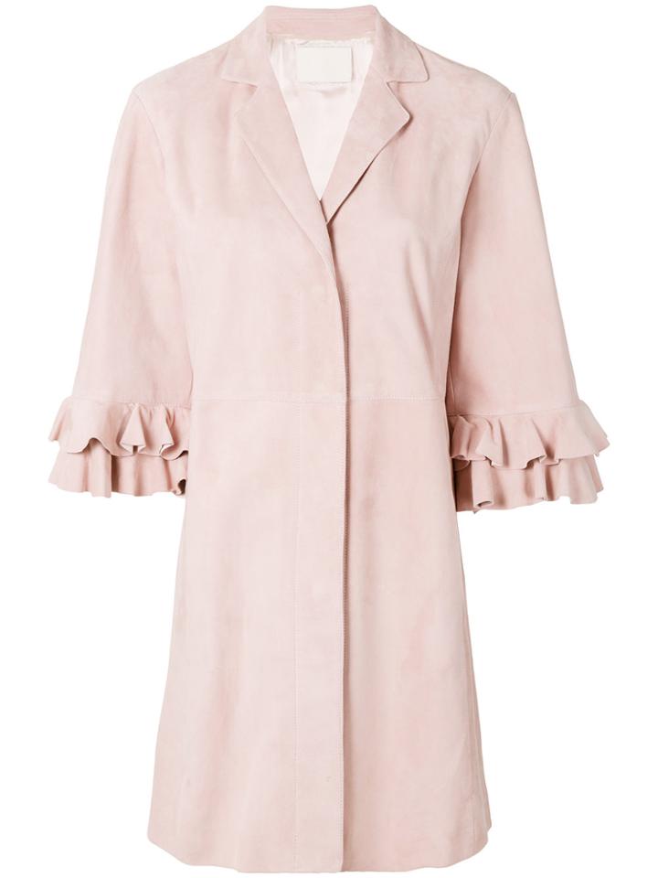 Drome Frill Sleeve Coat - Pink & Purple