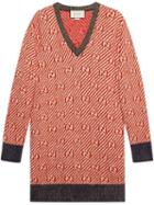 Gucci Oversized Gg Stripe Wool Sweater - Red