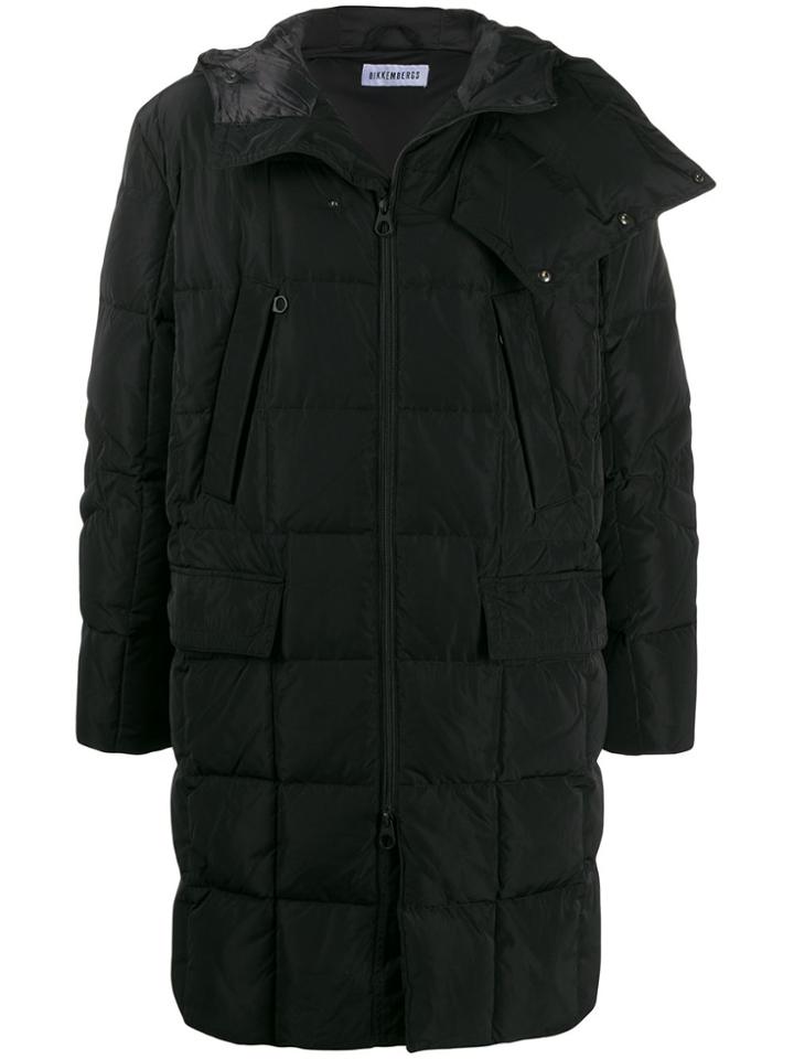 Dirk Bikkembergs Branded Hood Padded Coat - Black