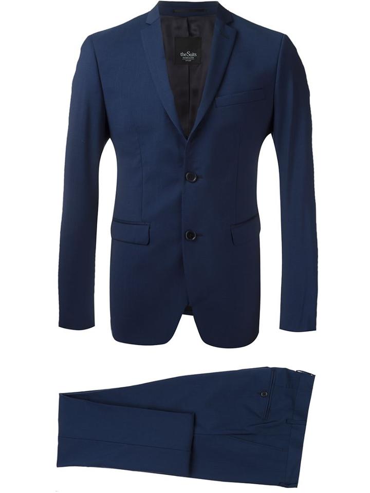 Suit Two Piece Suit, Men's, Size: 54, Blue, Virgin Wool