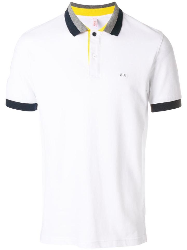 Sun 68 Contrast Stripe Trim Polo Shirt - White