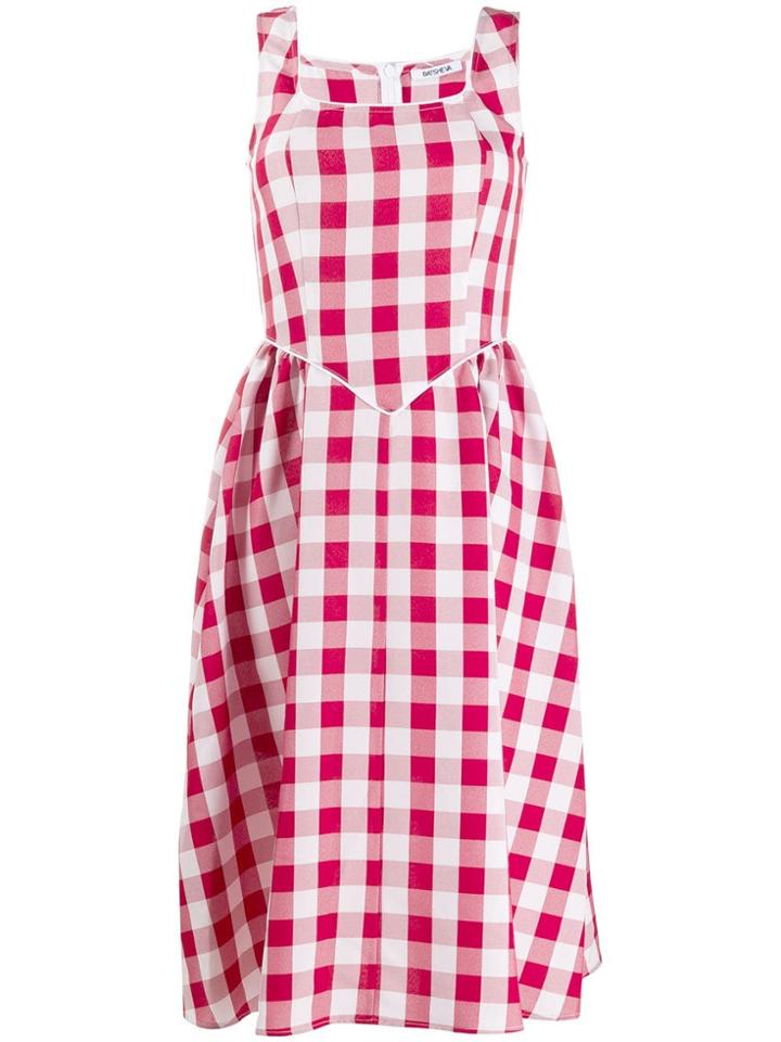 Batsheva Gingham Day Dress - Red