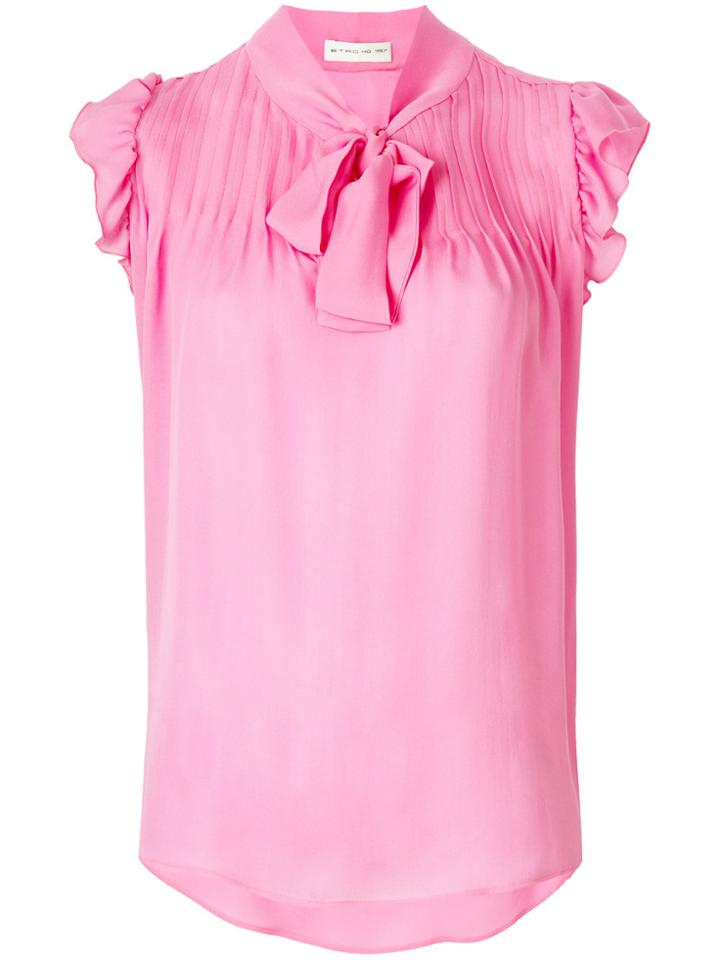 Etro Frilled Sleeve Tie-neck Blouse - Pink & Purple