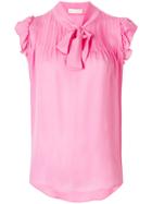 Etro Frilled Sleeve Tie-neck Blouse - Pink & Purple