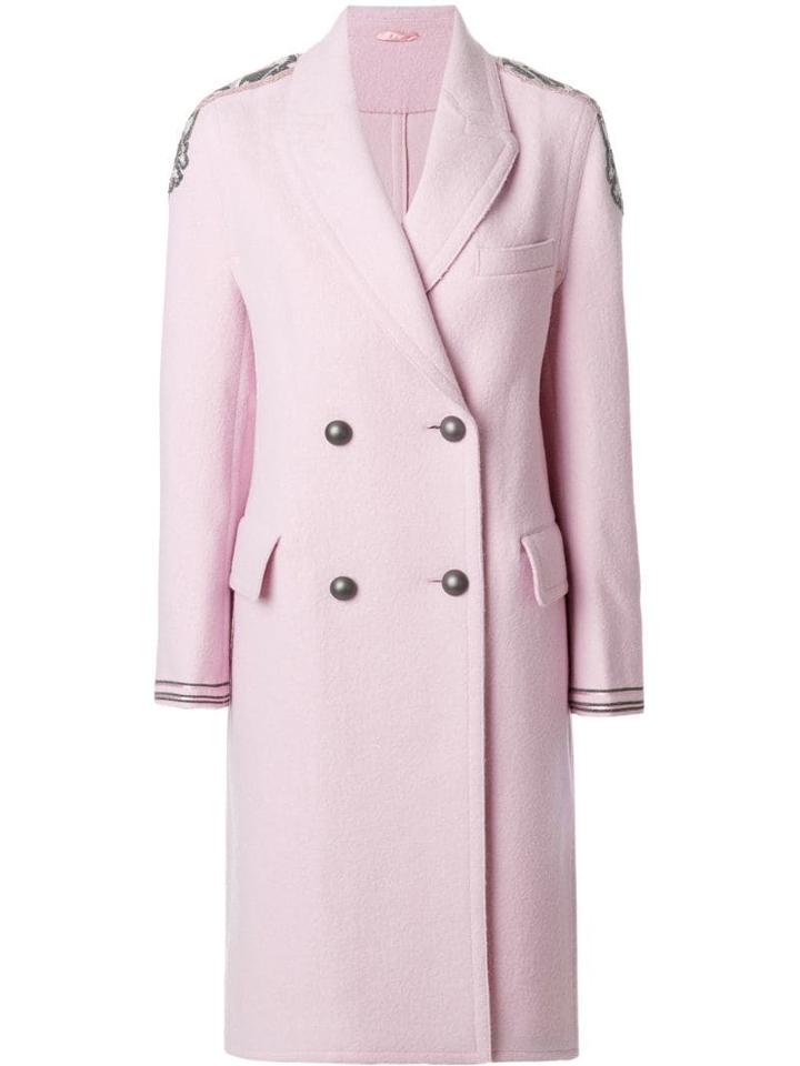 Ermanno Scervino Shoulder Applique Double-breasted Coat - Pink